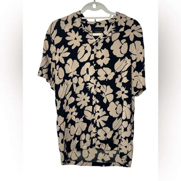 Denim & Flower Ricky Singh‎ Floral Print Short Sleeve Button Up Shirt Size Large - Picture 1 of 5